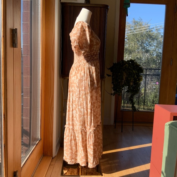 Free People Ellie Print Smocked Midi Dress In Neutral - Picture 5 of 10